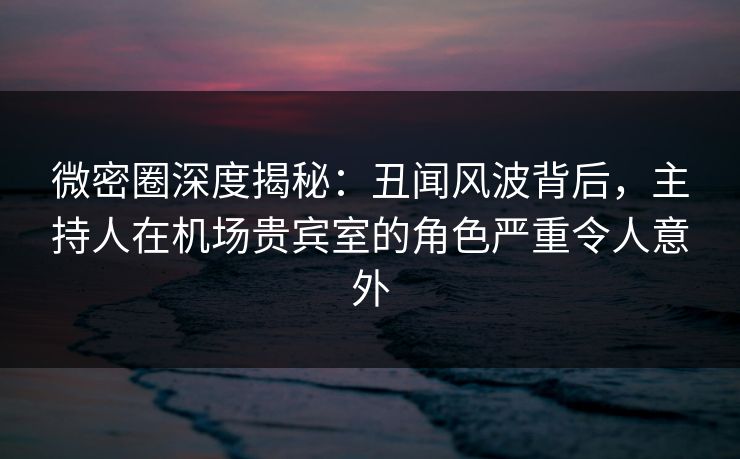 微密圈深度揭秘：丑闻风波背后，主持人在机场贵宾室的角色严重令人意外