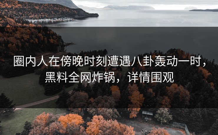 圈内人在傍晚时刻遭遇八卦轰动一时，黑料全网炸锅，详情围观
