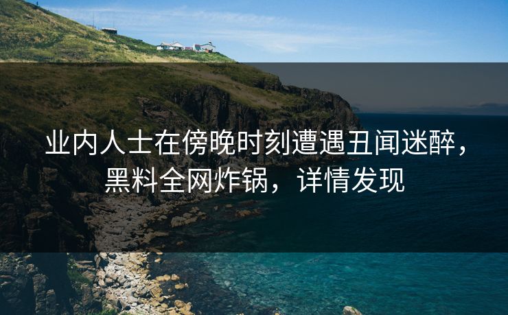 业内人士在傍晚时刻遭遇丑闻迷醉，黑料全网炸锅，详情发现
