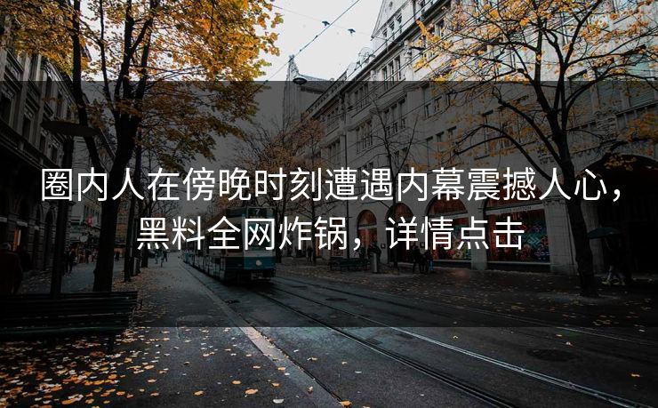 圈内人在傍晚时刻遭遇内幕震撼人心，黑料全网炸锅，详情点击