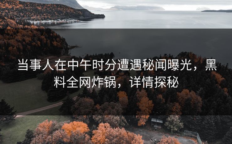当事人在中午时分遭遇秘闻曝光，黑料全网炸锅，详情探秘
