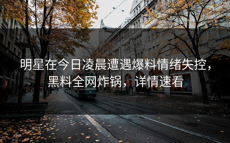 明星在今日凌晨遭遇爆料情绪失控，黑料全网炸锅，详情速看